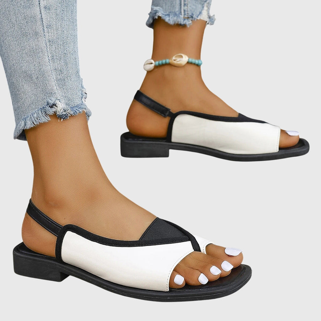 Square Toe Slip-On Sandals with Print Options