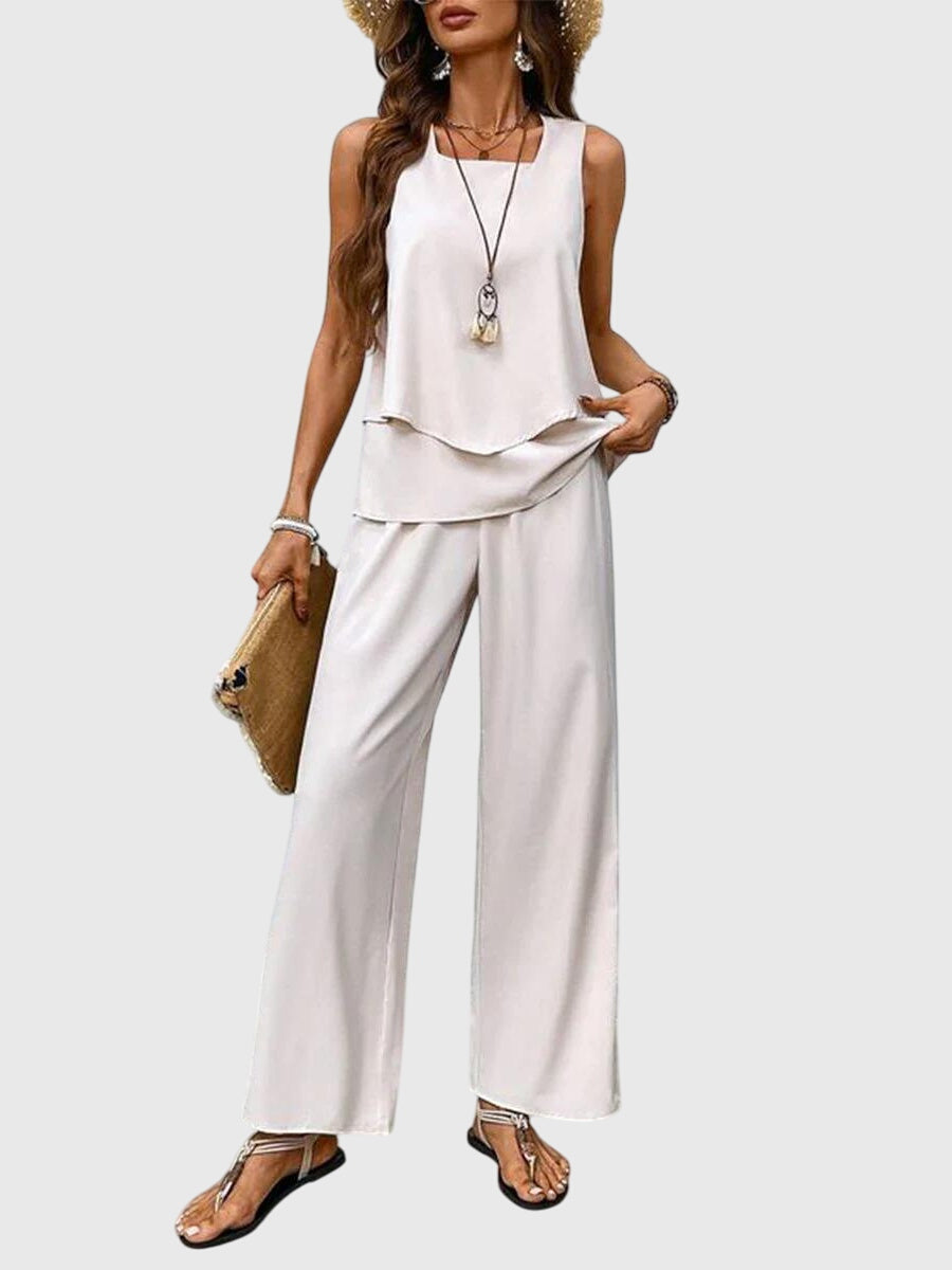 Square Neck Summer Two Piece Set with Relaxed Fit