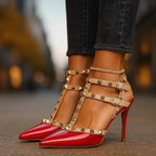 Pointed Toe Stilettos with Studded Adjustable Straps