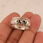 Butterfly and Heart Spinner Ring in Silver Colour with Moving Band