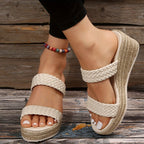 Platform Wedge Sandals with a Slip-Resistant Sole and Single Strap