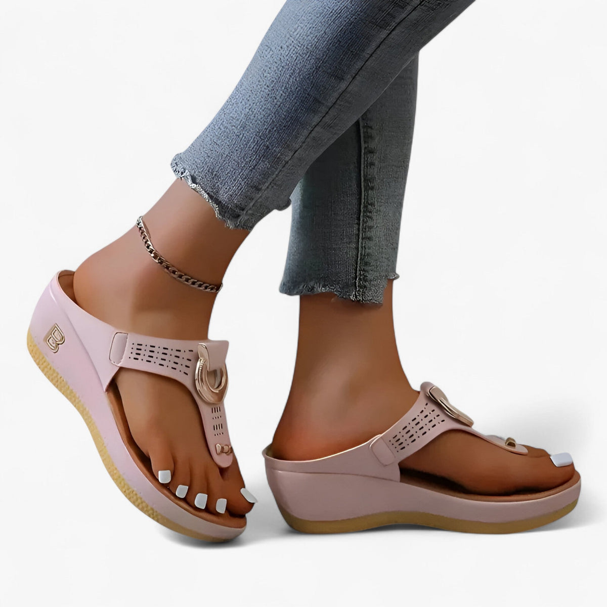 Wedge Flip-Flop Sandals with Elevated Heel for the Beach