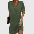 Draped V-Neck Dress with Flowing Silhouette