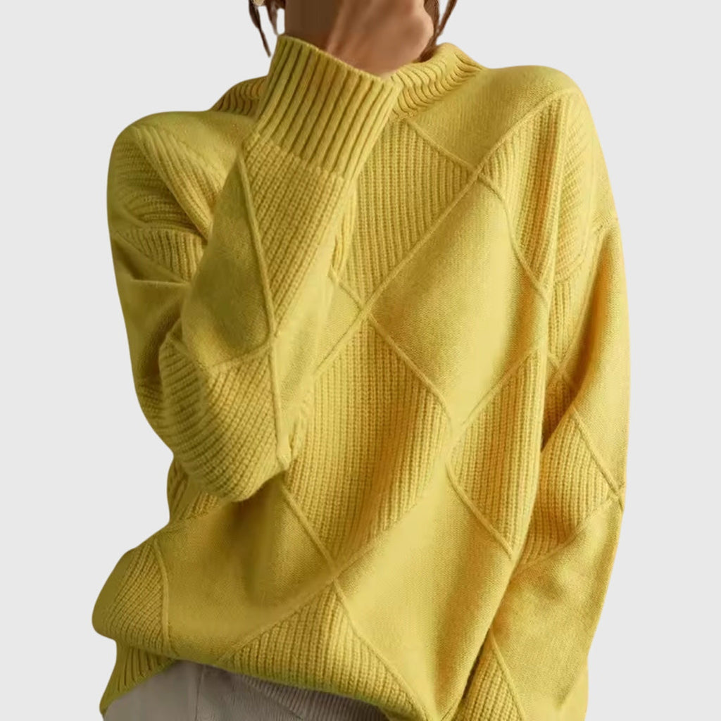 Geometric Pattern Turtleneck Jumper in Soft Knit