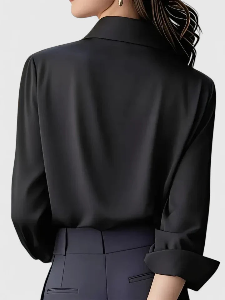 Collared Top with Hidden Button Front