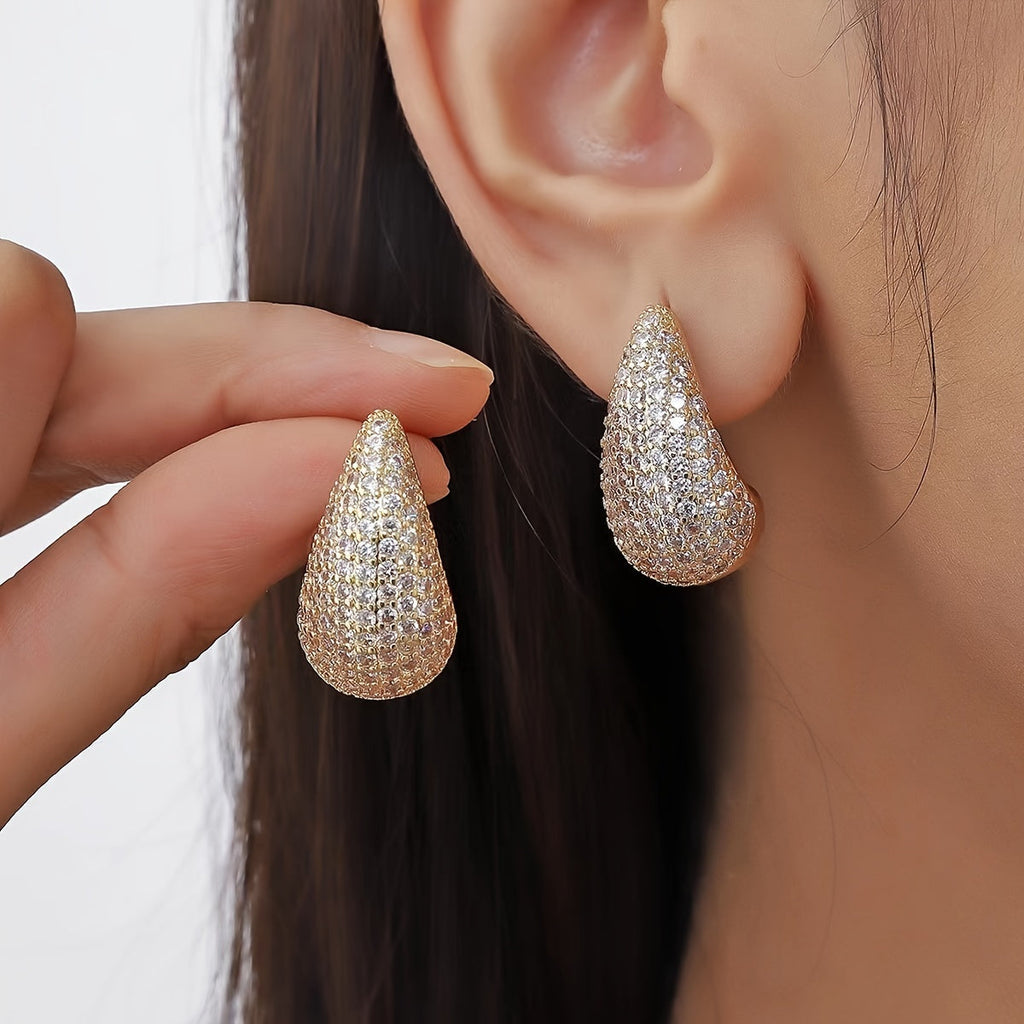 Vintage Water Drop Zirconia Stud Earrings with Colour Choice