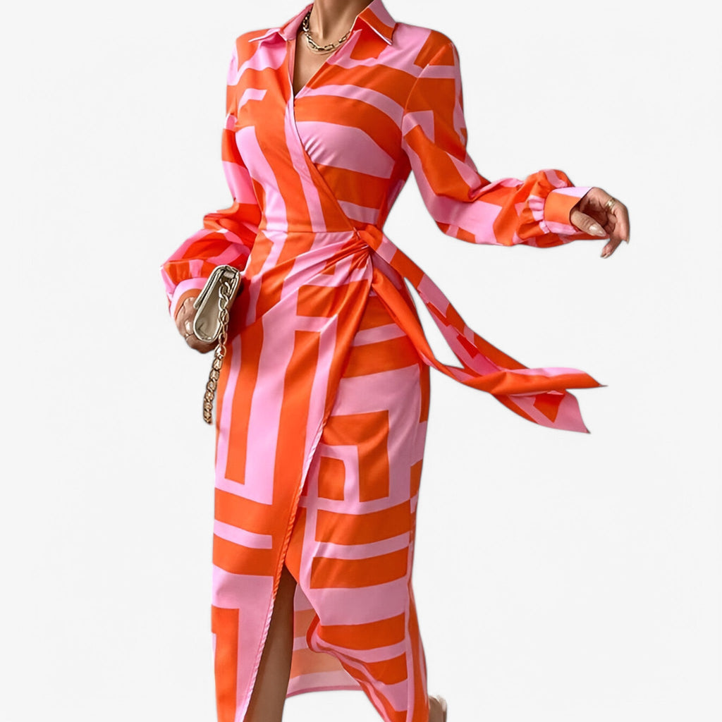 Printed Chiffon Maxi Dress with a Flattering V-Neck