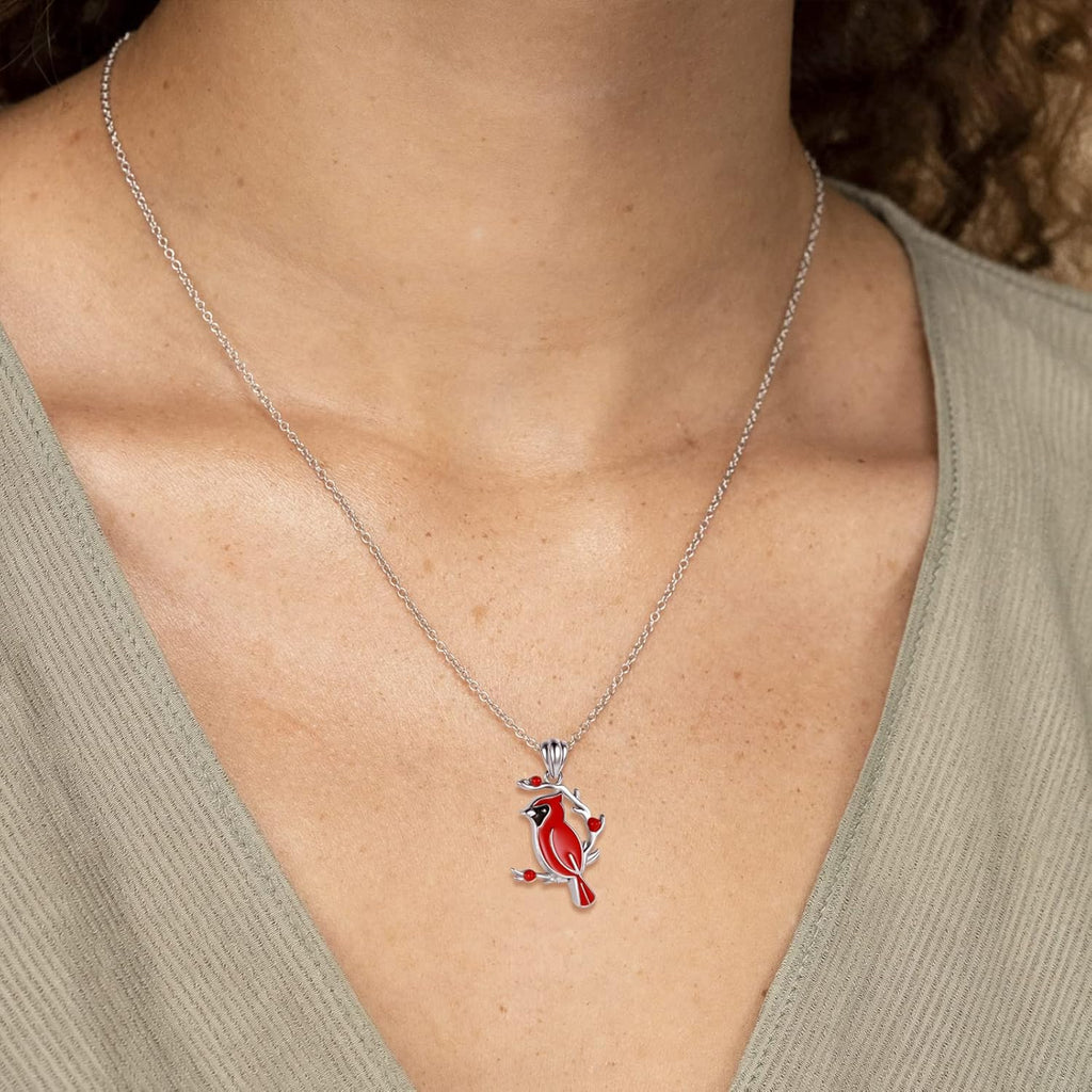 Red Cardinal Memorial Pendant Necklace with Gentle Meaning