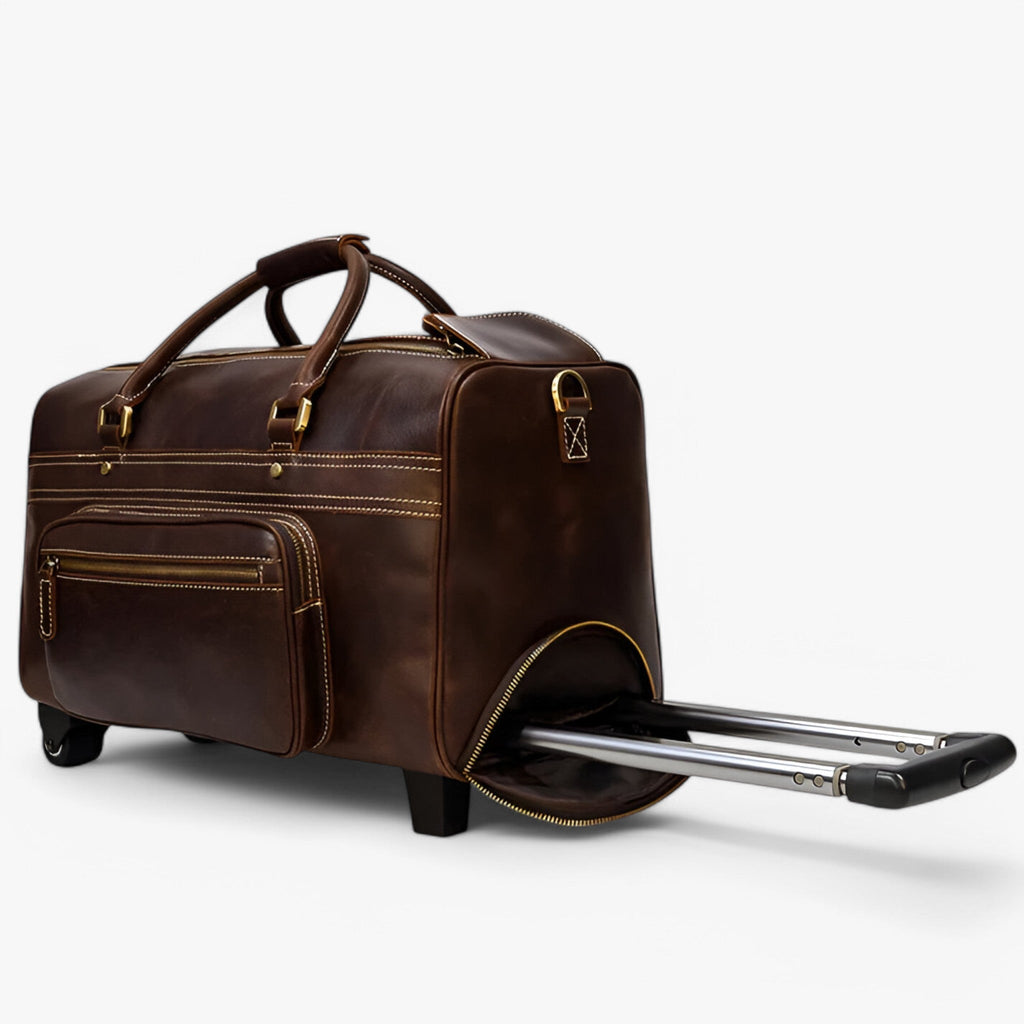 22-Inch Faux Leather Travel Trolley with Laptop Section
