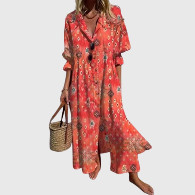 Bohemian Dress with Flowing Silhouette and Fine Detail