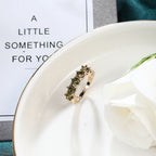 Olive Green Cubic Zirconia Ring with Vintage-Style Setting