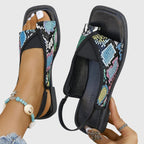 Square Toe Slip-On Sandals with Print Options