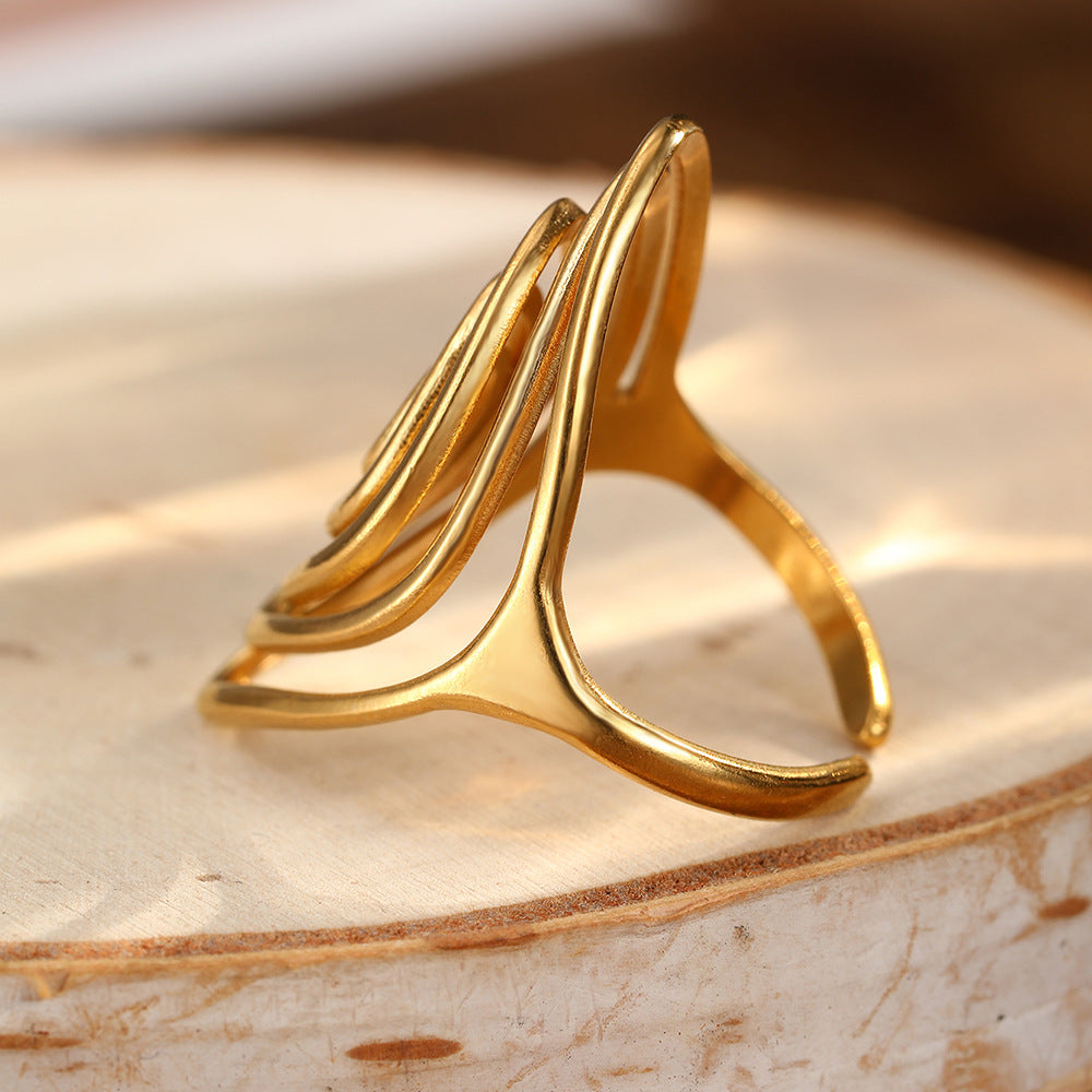 Sculptural Spiral Statement Ring in Gold Colour with Bold Curves