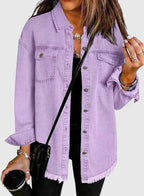 Classic Denim Jacket with Pockets and Relaxed Fit