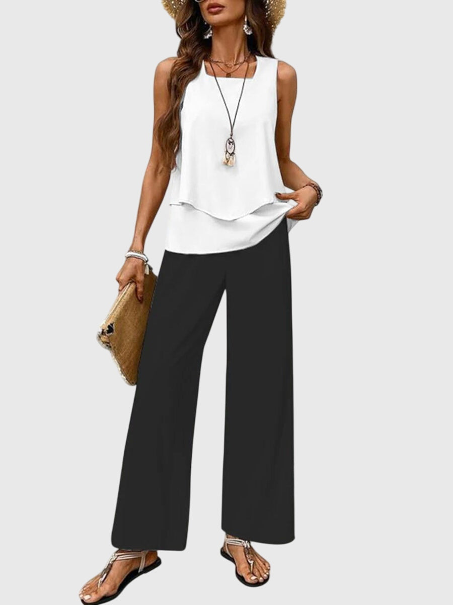 Square Neck Summer Two Piece Set with Relaxed Fit