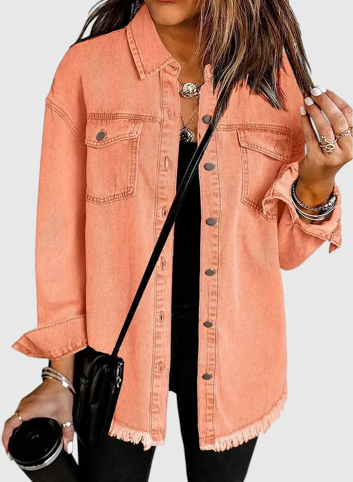 Classic Denim Jacket with Pockets and Relaxed Fit