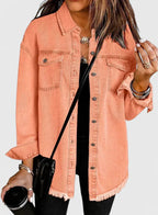 Classic Denim Jacket with Pockets and Relaxed Fit