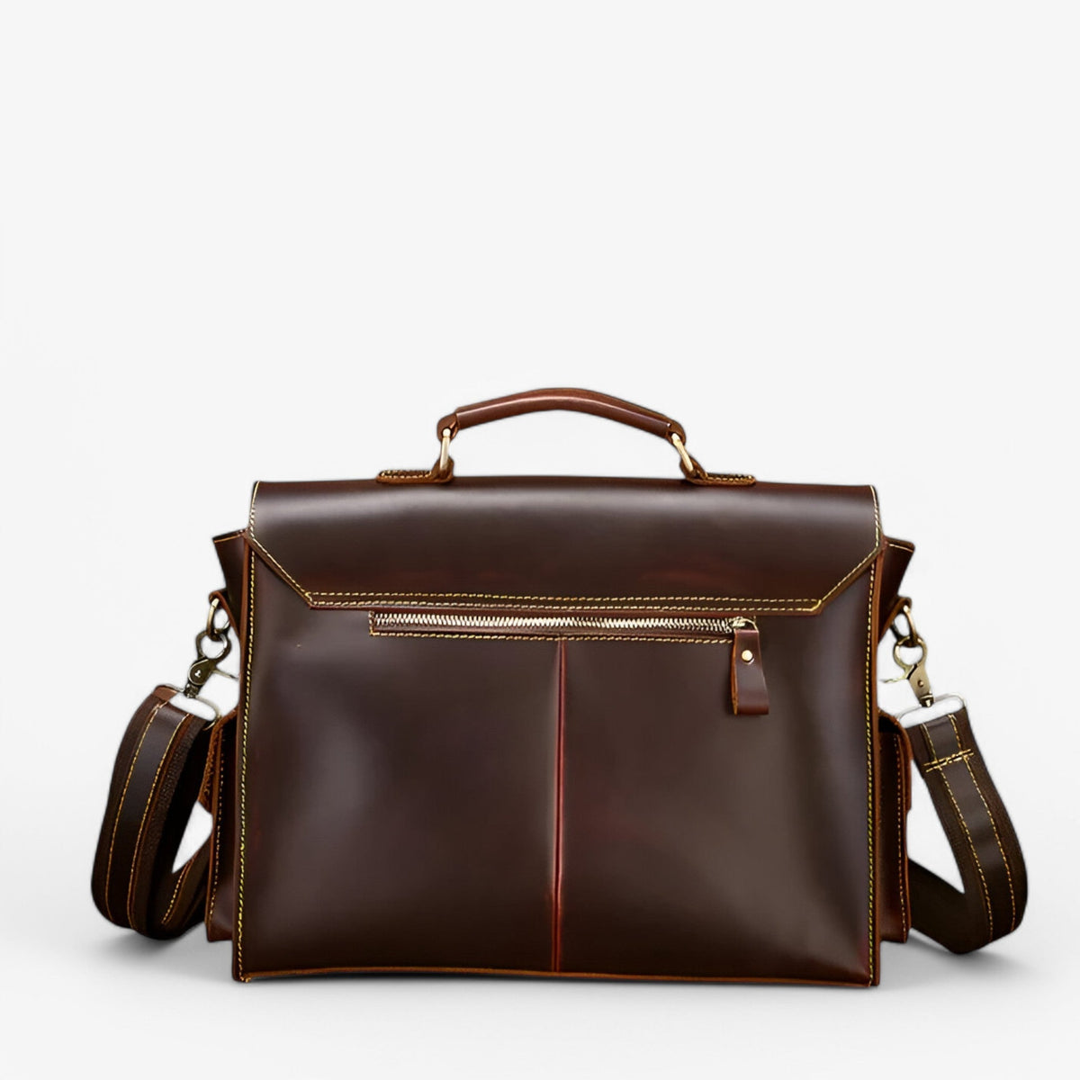 Maletín retro de piel sintética con bolsillo para portátil