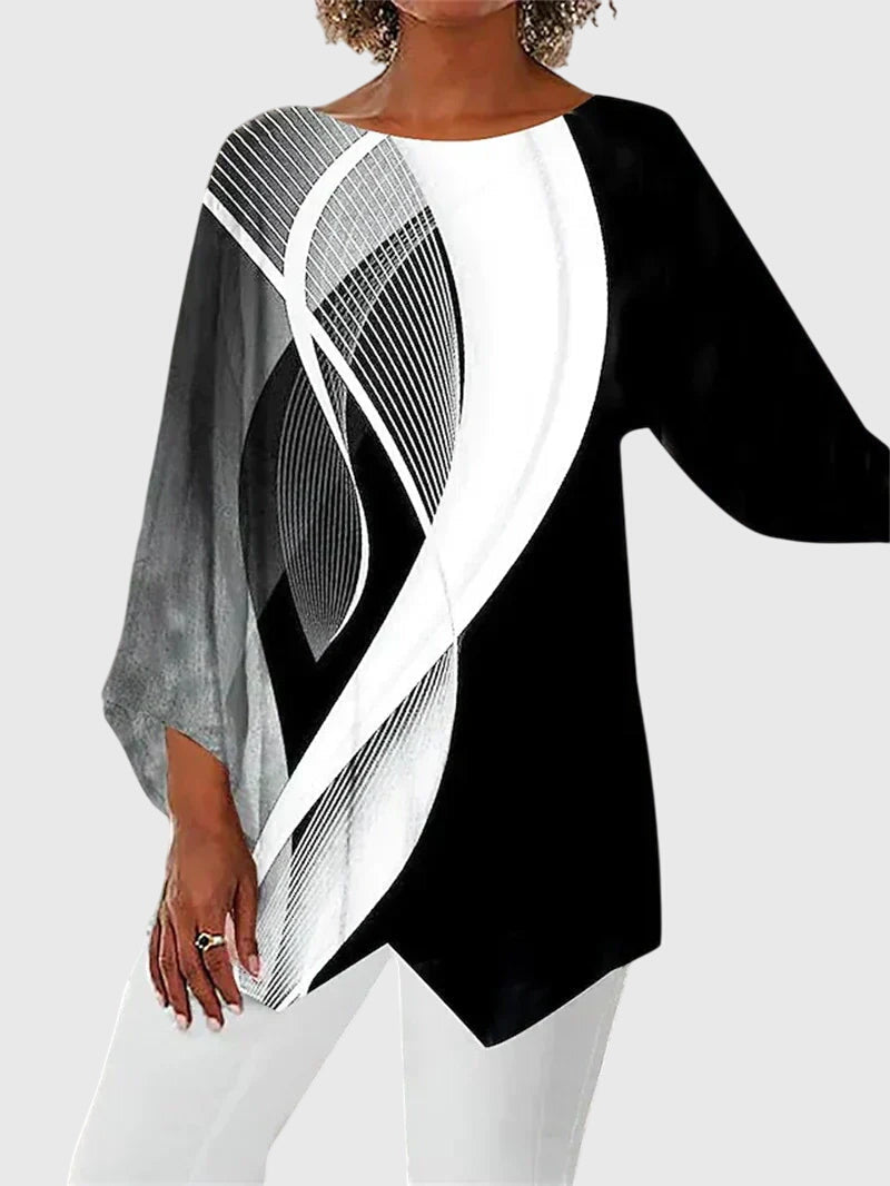 Printed Crew Neck Top with Breathable Handle