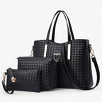 Bolso de piel vegana con textura trenzada y asas metálicas