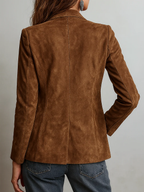 Chaqueta efecto ante con cuello y botonadura delantera