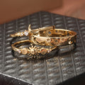 Half Moon Stackable Ring Set with Inlaid Zirconia and Slim Bands