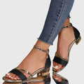 Heeled Sandals with Metallic Finish