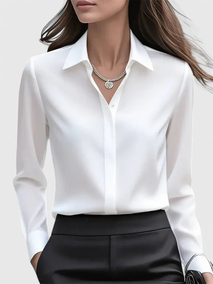 Collared Top with Hidden Button Front