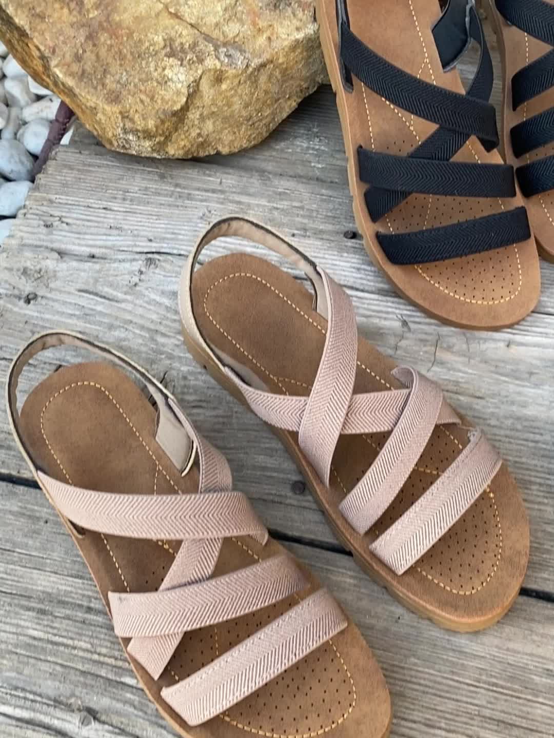 Sandalias con tiras cruzadas y suela gruesa antideslizante