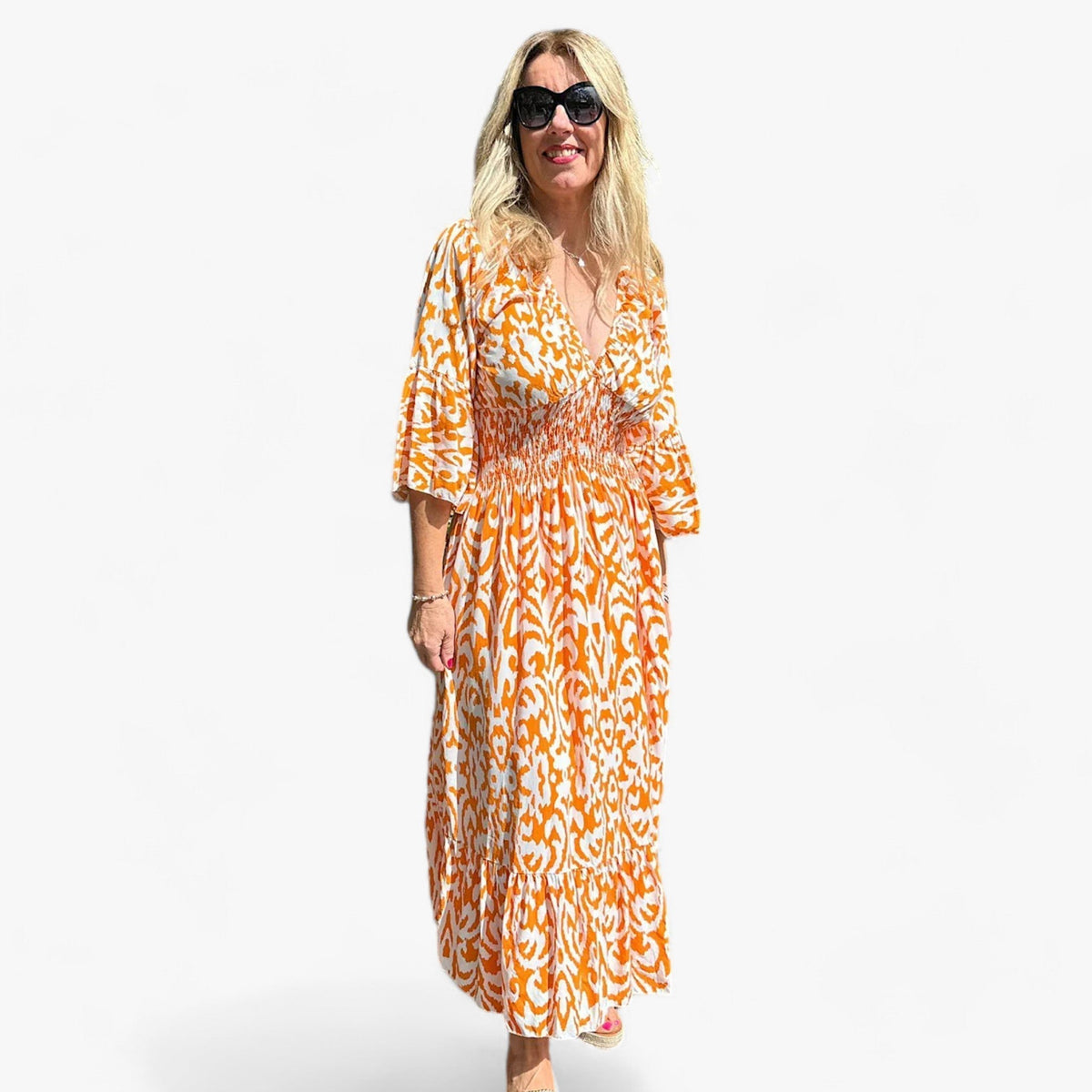 Floral Print V-Neck Maxi Dress for Beach Holidays