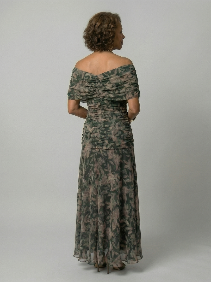Off Shoulder Midi Dress with Draped Neckline