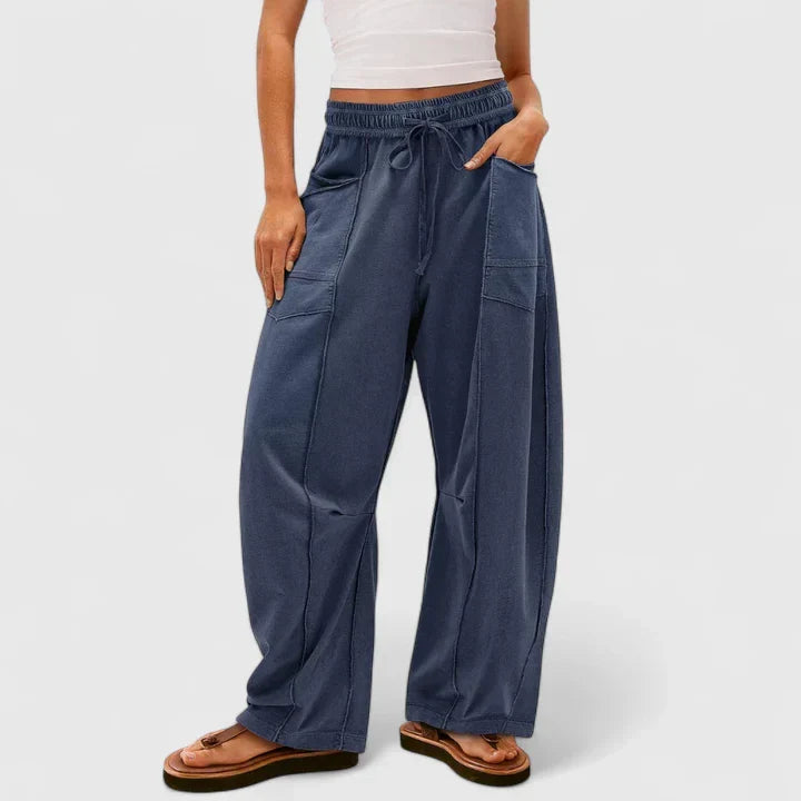 Baggy Leg Trousers with Easy Movement