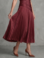 Vestido midi plisado de rayas con cuerpo ajustado