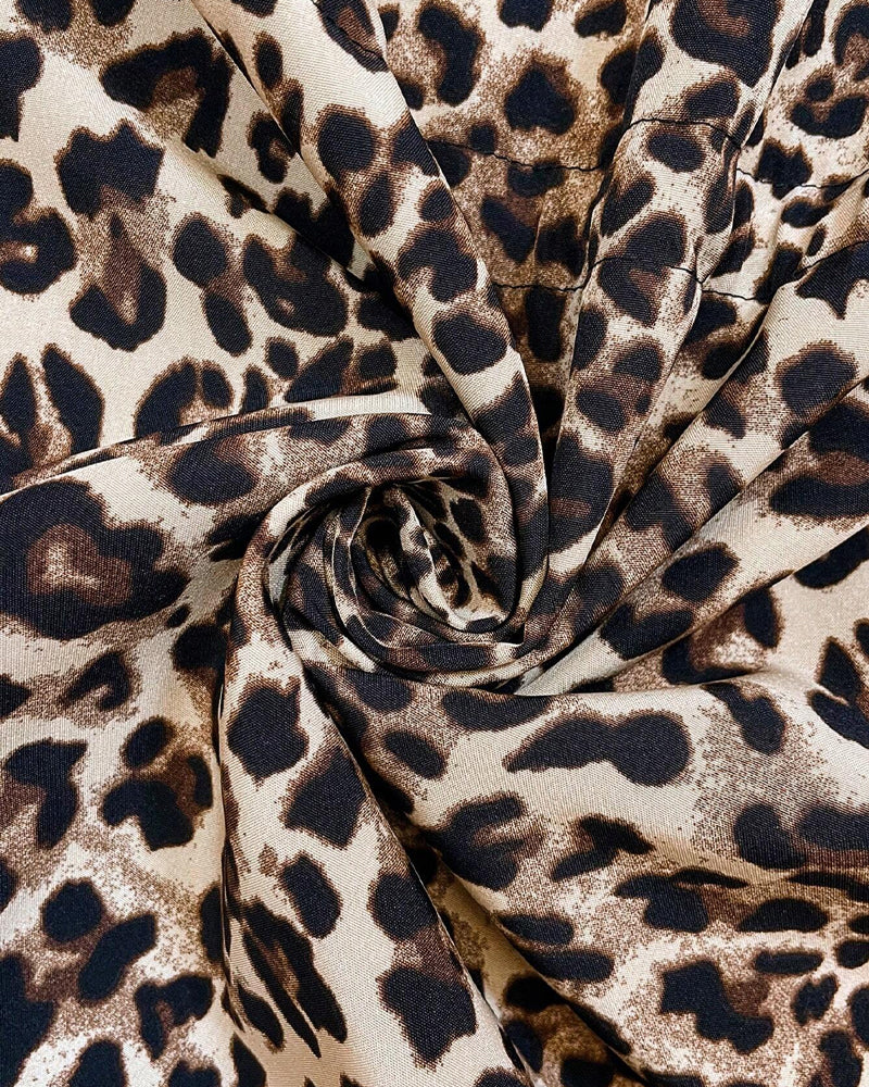 Leopard Print Coat with Drawstring and Zip Front