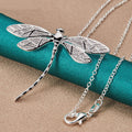 Dragonfly Pendant Necklace with Delicate Wings in Silver Colour