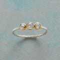 Vintage-Style White Glass Ring on a Two-Tone Band with Soft Glow
