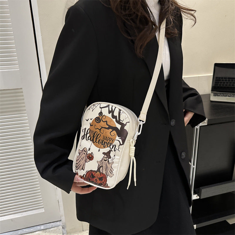 Pumpkin Print PU Shoulder Bag for Halloween Costumes