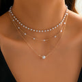 Three-Layer Faux Pearl Necklace Set with Elegant Drape