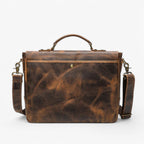 Vintage-style shoulder bag for men with a natural patina