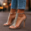 Crystal Strap Heels with Sparkle Detail