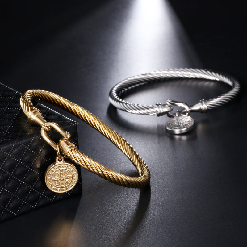 Saint Benedict Charm Bracelet in a Warm Gold Tone