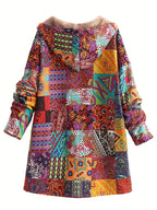 Patchwork Hooded Jacket with Lined Interior