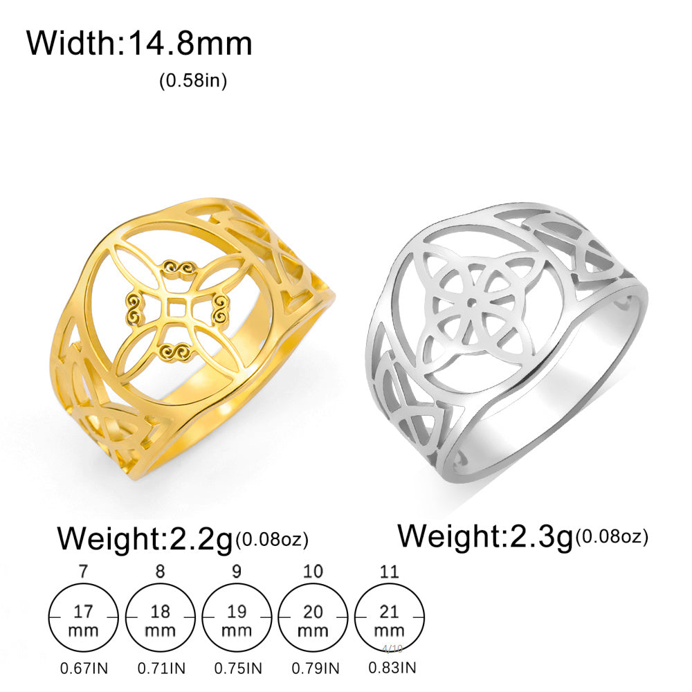Celtic Cross Button Ring with Vintage Finish in Silver Colour