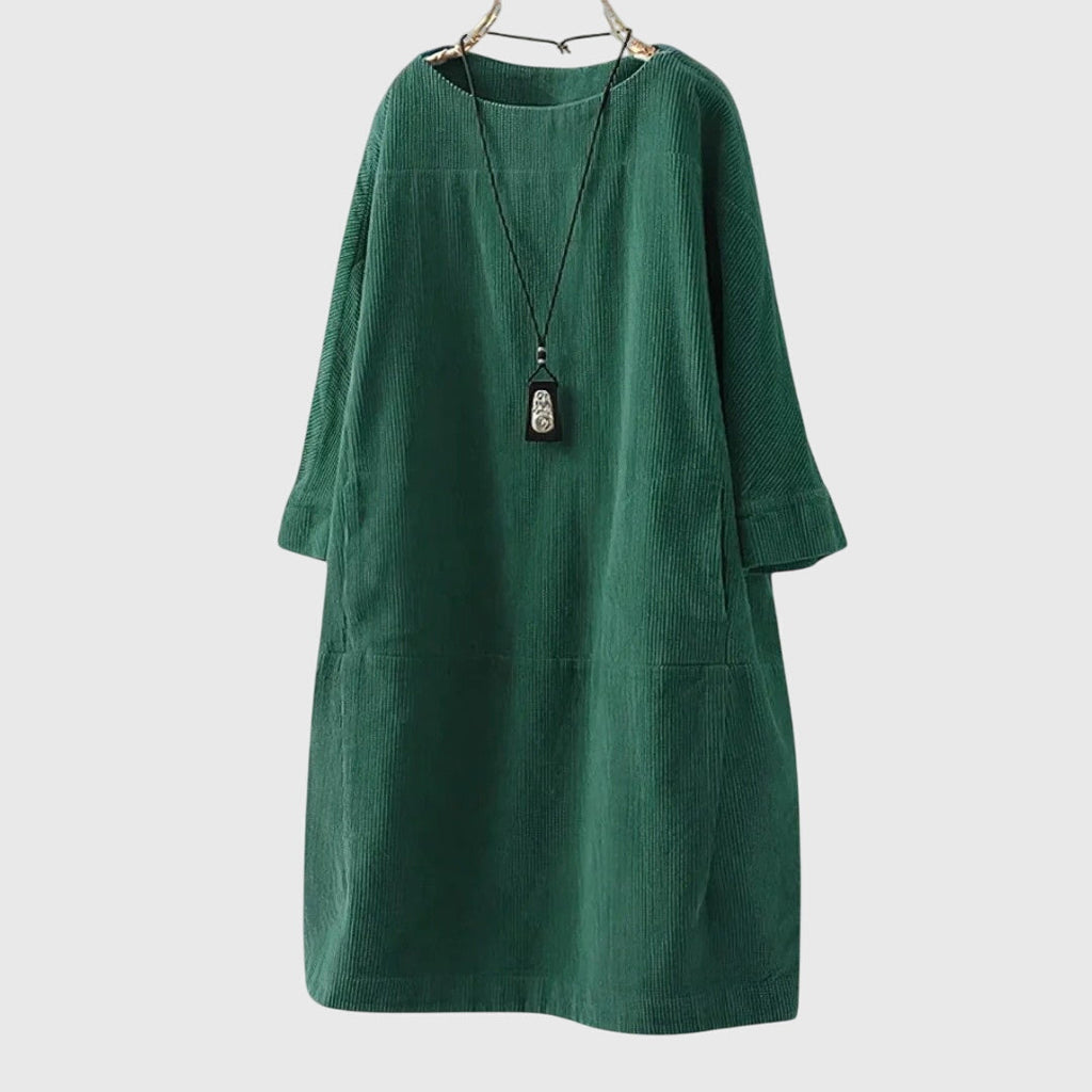 Vestido midi de pana con silueta holgada