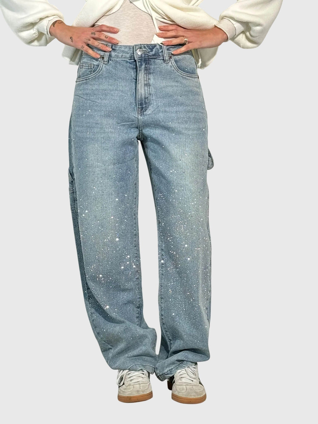 Relaxed Trousers with Sparkling Detail