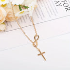 Simple Infinity Cross Short Necklace in Gold Colour