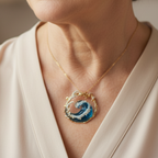 Ocean-Themed Necklace with Warm Finish in Gold Colour