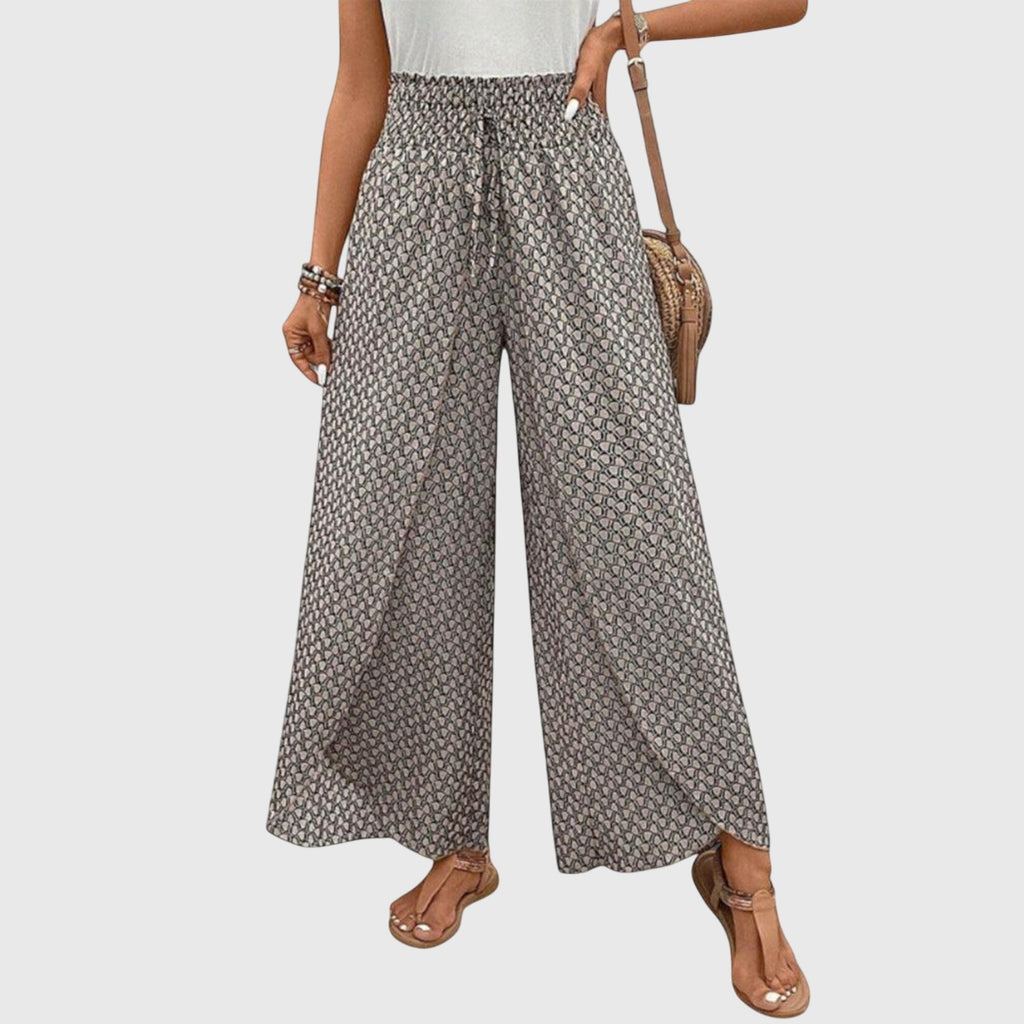 Pantalones palazzo de talle alto con pierna ancha y fluida