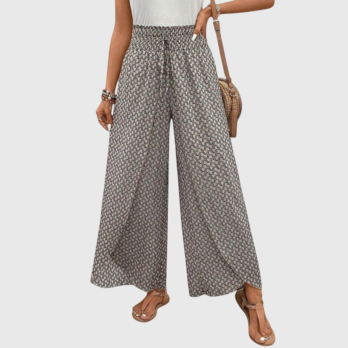 High Waisted Palazzo Trousers with Flowing Wide Leg