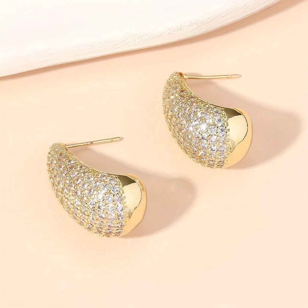 Vintage Water Drop Zirconia Stud Earrings with Colour Choice
